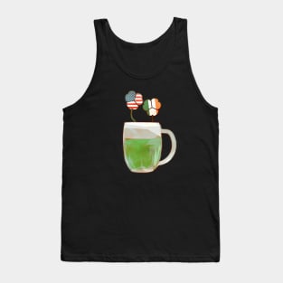 American and Irish flag clovers in a green beer Tank Top